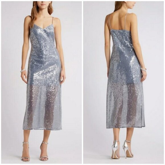 Nordstrom Dresses & Skirts - 💕OPEN EDIT💕 Sequin Sleeveless Slipdress ~ Metallic Grey Folkstone XS NWT